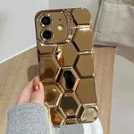 For iPhone 12 Electroplating Laser Engraving 3D Honeycomb TPU Phone Case(Gold)