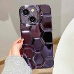 For iPhone 13 Electroplating Laser Engraving 3D Honeycomb TPU Phone Case(Purple)