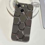 For iPhone 15 Electroplating Laser Engraving 3D Honeycomb TPU Phone Case(Grey)