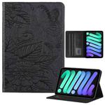 For iPad mini 6 / mini 2024 Butterfly Love Flower Embossed Leather Smart Tablet Case(Black)