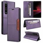 For Sony Xperia 1 III GQUTROBE G01 RFID Anti-theft Leather Phone Case(Purple)