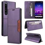 For Sony Xperia 1 IV GQUTROBE G01 RFID Anti-theft Leather Phone Case(Purple)