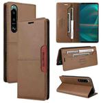 For Sony Xperia 5 III GQUTROBE G01 RFID Anti-theft Leather Phone Case(Brown)