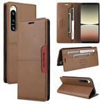 For Sony Xperia 5 IV GQUTROBE G01 RFID Anti-theft Leather Phone Case(Brown)