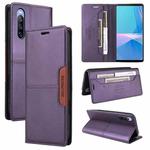 For Sony Xperia 10 III GQUTROBE G01 RFID Anti-theft Leather Phone Case(Purple)