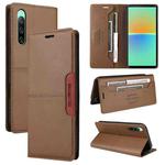 For Sony Xperia 10 IV GQUTROBE G01 RFID Anti-theft Leather Phone Case(Brown)