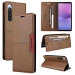 For Sony Xperia 10 V GQUTROBE G01 RFID Anti-theft Leather Phone Case(Brown)