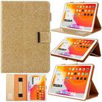 For iPad mini 6 / mini 2024 Hardware Buckle Deformation Holder Smart Leather Tablet Case(Glitter Gold)