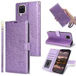 For Samsung Galaxy A42 5G Peony Flowers Imprint Leather Phone Case(Purple)