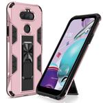 For LG Aristo 5+ Soldier Armor Shockproof TPU + PC Magnetic Protective Case with Holder(Rose Gold)