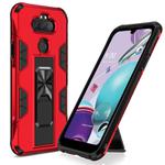 For LG Aristo 5+ Soldier Armor Shockproof TPU + PC Magnetic Protective Case with Holder(Red)