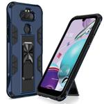 For LG Aristo 5+ Soldier Armor Shockproof TPU + PC Magnetic Protective Case with Holder(Blue)