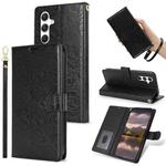 For Samsung Galaxy S23 FE 5G Peony Flowers Imprint Leather Phone Case(Black)