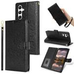 For Samsung Galaxy S24+ 5G Peony Flowers Imprint Leather Phone Case(Black)