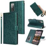 For Samsung Galaxy S20 FE Peony Flowers Imprint Leather Phone Case(Green)