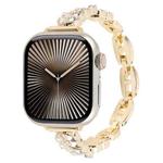 For Apple Watch 42mm / 41mm / 40mm / 38mm Quick Release Leaf Diamond Alloy Slim Watch Band(Gold)