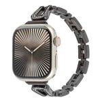 For Apple Watch 46mm / 49mm / 45mm / 44mm Quick Release U-Shaped Diamond Alloy Slim Watch Band(Black)