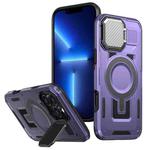 For iPhone 13 Pro Max Shield Frame Holder MagSafe Phone Case(Purple)