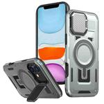 For iPhone 11 Shield Frame Holder MagSafe Phone Case(Grey)