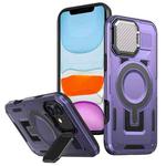 For iPhone 11 Shield Frame Holder MagSafe Phone Case(Purple)