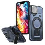 For iPhone 16e Shield Frame Holder MagSafe Phone Case(Blue)