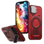 For iPhone 16e Shield Frame Holder MagSafe Phone Case(Red)