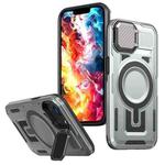 For iPhone 16e Shield Frame Holder MagSafe Phone Case(Grey)
