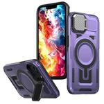 For iPhone 16e Shield Frame Holder MagSafe Phone Case(Purple)