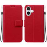 For iPhone 16 Plus Ultra-thin Voltage Magnetic Buckle Leather Phone Case(Red)