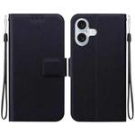 For iPhone 16 Ultra-thin Voltage Magnetic Buckle Leather Phone Case(Black)