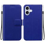 For iPhone 16 Ultra-thin Voltage Magnetic Buckle Leather Phone Case(Blue)