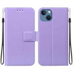 For iPhone 14 Plus Ultra-thin Voltage Magnetic Buckle Leather Phone Case(Purple)