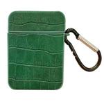 For AirPods 1 / 2 Crocodile Pattern Square Leather Earphone Case(Green)