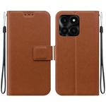 For Honor X6a Ultra-thin Voltage Magnetic Buckle Leather Phone Case(Brown)