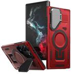 For Samsung Galaxy S23 Ultra 5G Shield Frame Holder MagSafe Phone Case(Red)