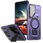 For Samsung Galaxy S25 Ultra 5G Shield Frame Holder MagSafe Phone Case(Purple)