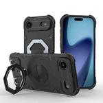 For iPhone 17 Air Camera Shield Armor MagSafe Holder Phone Case with Strap(Black)