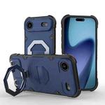 For iPhone 17 Air Camera Shield Armor MagSafe Holder Phone Case with Strap(Sapphire Blue)