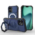 For iPhone 17 Camera Shield Armor MagSafe Holder Phone Case with Strap(Sapphire Blue)