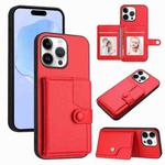 For iPhone 16 Pro Max Button Card Bag RFID Anti-theft Phone Case(Red)