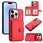 For iPhone 16 Pro Button Card Bag RFID Anti-theft Phone Case(Red)