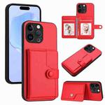 For iPhone 15 Pro Max Button Card Bag RFID Anti-theft Phone Case(Red)