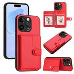 For iPhone 15 Pro Button Card Bag RFID Anti-theft Phone Case(Red)