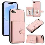 For iPhone SE 2022 / 2020 Button Card Bag RFID Anti-theft Phone Case(Pink)