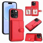 For iPhone 13 Pro Button Card Bag RFID Anti-theft Phone Case(Red)