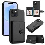 For iPhone 13 mini Button Card Bag RFID Anti-theft Phone Case(Black)