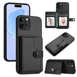 For iPhone 12 Pro Max Button Card Bag RFID Anti-theft Phone Case(Black)