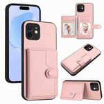 For iPhone 12 mini Button Card Bag RFID Anti-theft Phone Case(Pink)