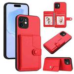 For iPhone 12 mini Button Card Bag RFID Anti-theft Phone Case(Red)