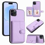 For iPhone 11 Pro Max Button Card Bag RFID Anti-theft Phone Case(Purple)